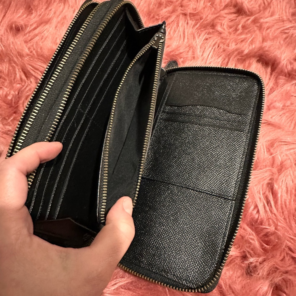 COACH Double Zipper Travel Wallet Clutch Organizer Black - Picture 14 of 15